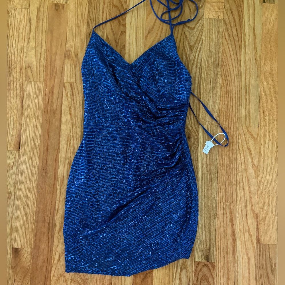 Elegant Blue Sequin Dress